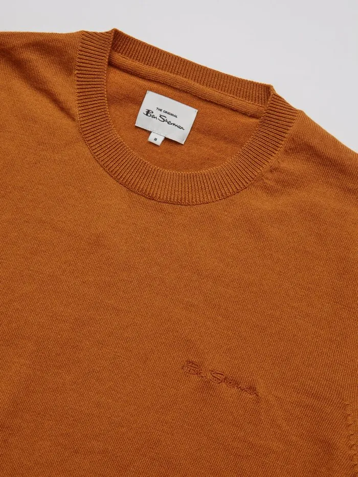 Ben Sherman Sweaters and Knits Men Signature Knit Crewneck Sweater 8211 Ochre