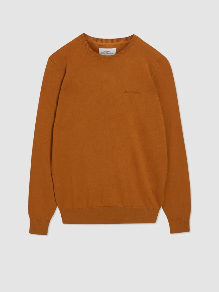 Ben Sherman Sweaters and Knits Men Signature Knit Crewneck Sweater 8211 Ochre