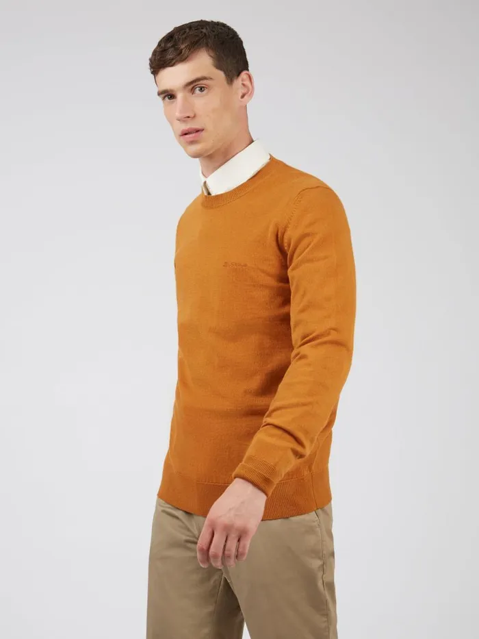 Ben Sherman Sweaters and Knits Men Signature Knit Crewneck Sweater 8211 Ochre