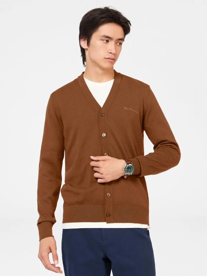 Ben Sherman Sweaters and Knits Men Signature Merino Knit Cardigan