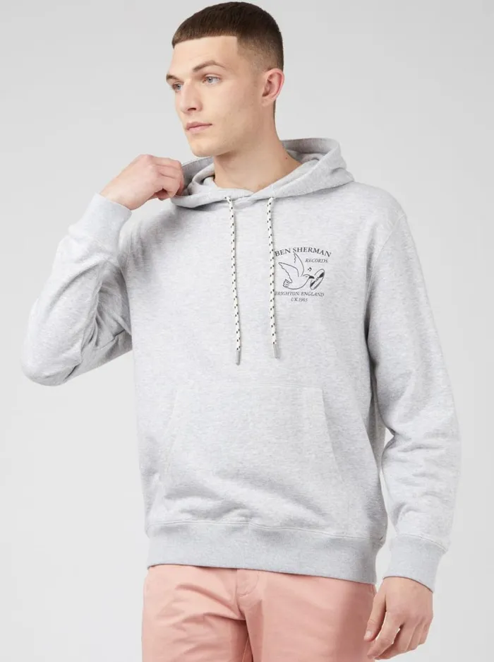 Ben Sherman Sweatshirts and Hoodies Men Brighton Records Graphic Hoodie 8211 Steel