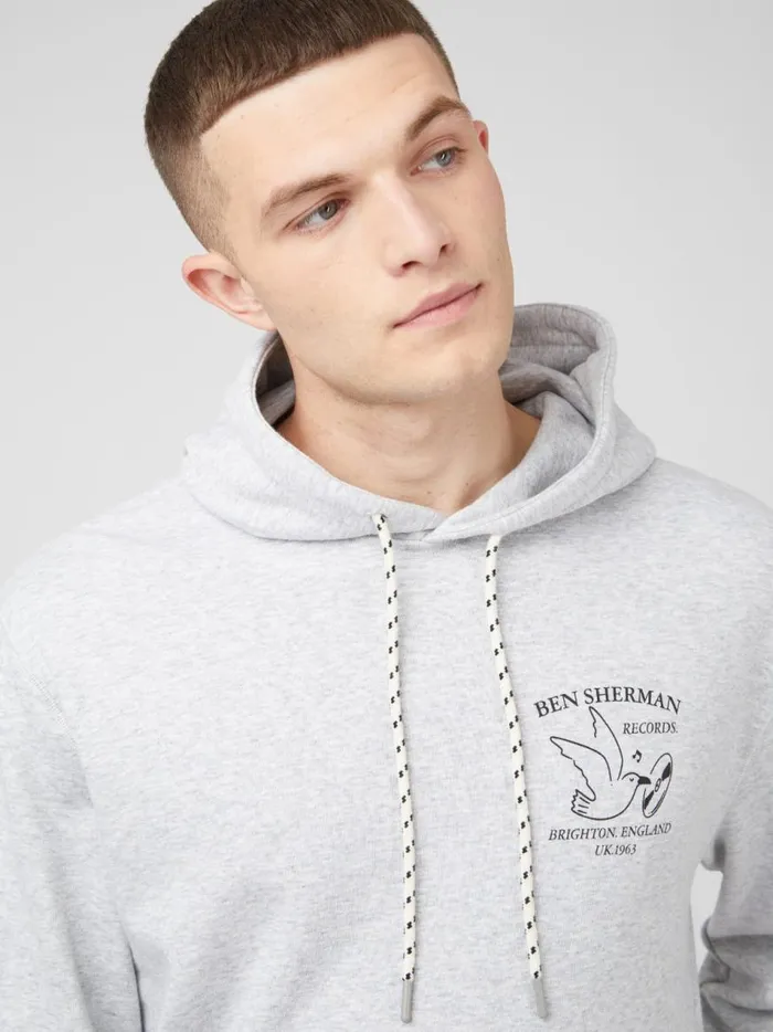 Ben Sherman Sweatshirts and Hoodies Men Brighton Records Graphic Hoodie 8211 Steel Ben Sherman Sweatshirts and Hoodies Men Brighton Records Graphic Hoodie 8211 Steel
