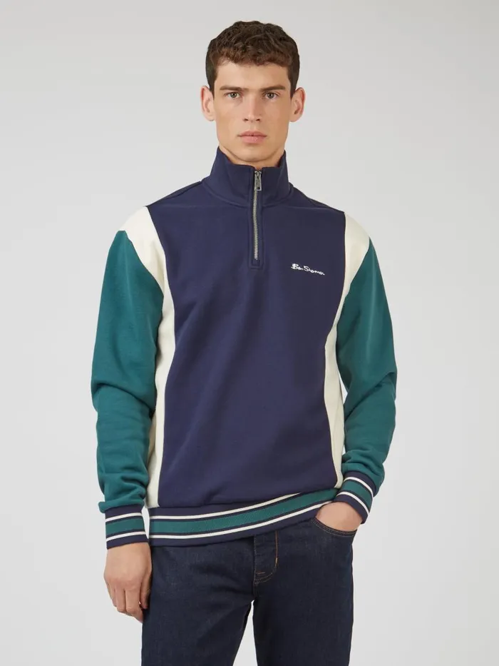 Ben Sherman Sweatshirts and Hoodies Men Colorblock HalfZip Sport Sweatshirt
