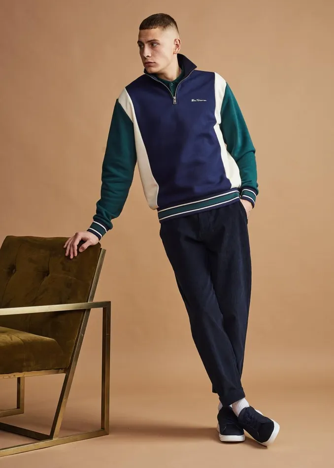 Ben Sherman Sweatshirts and Hoodies Men Colorblock HalfZip Sport Sweatshirt