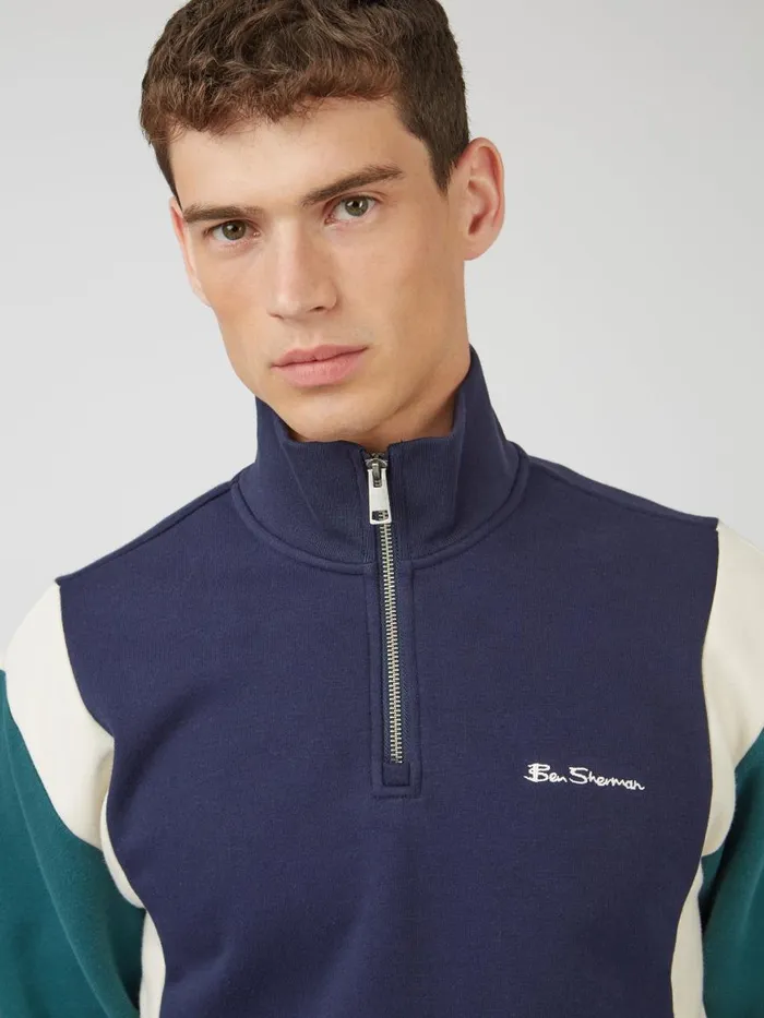 Ben Sherman Sweatshirts and Hoodies Men Colorblock HalfZip Sport Sweatshirt