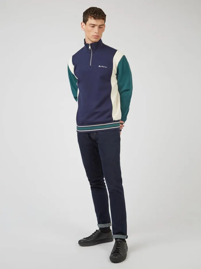 Ben Sherman Sweatshirts and Hoodies Men Colorblock HalfZip Sport Sweatshirt