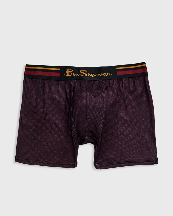 Ben Sherman Underwear Men 4Pack Microfiber Boxers 8211 RedBurgundyGreyBlack