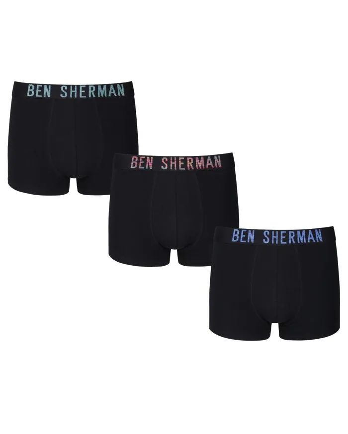 Ben Sherman Underwear Men Berry 3Pack Fitted NoFly BoxerBriefs 8211 Black