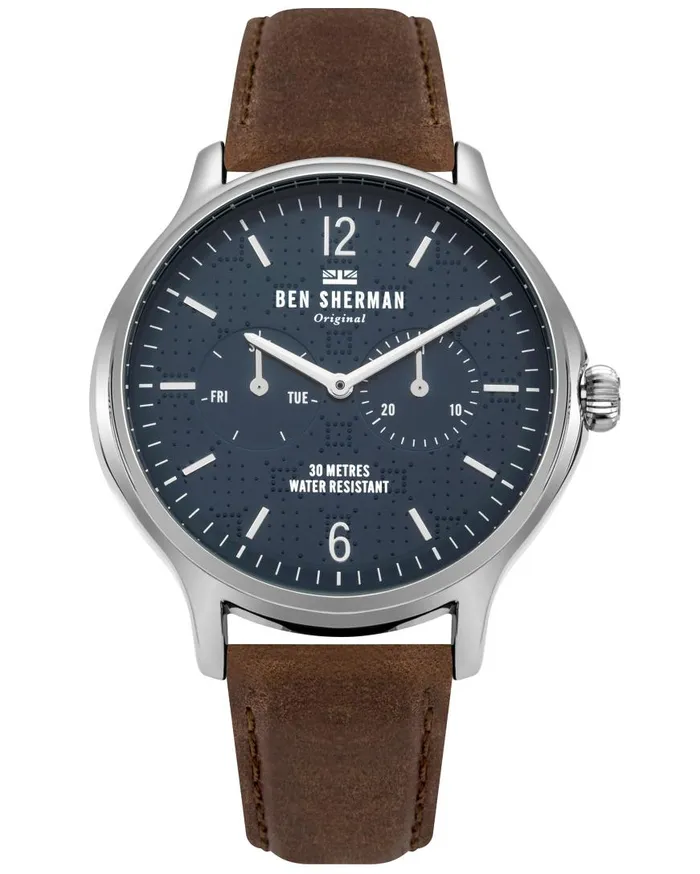 Ben Sherman Watches Men Kensington Professional Watch 8211 BrownNavySilver
