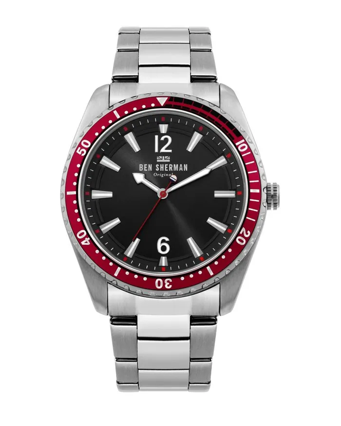 Ben Sherman Watches Men Ronnie Diver Watch 8211 SilverBlackSilver