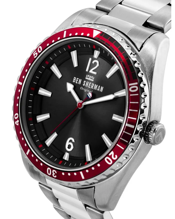 Ben Sherman Watches Men Ronnie Diver Watch 8211 SilverBlackSilver