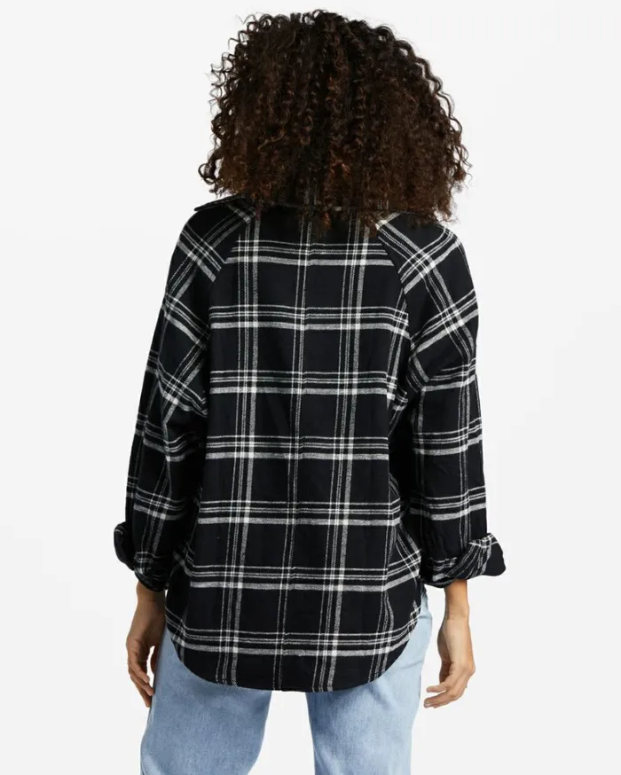 Best Time Long Sleeve Shirt Black Pebble Women Billabong Essentials