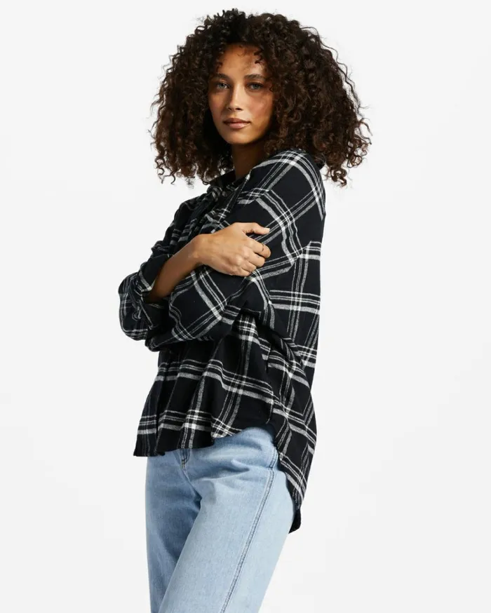 Best Time Long Sleeve Shirt Black Pebble Women Billabong Essentials