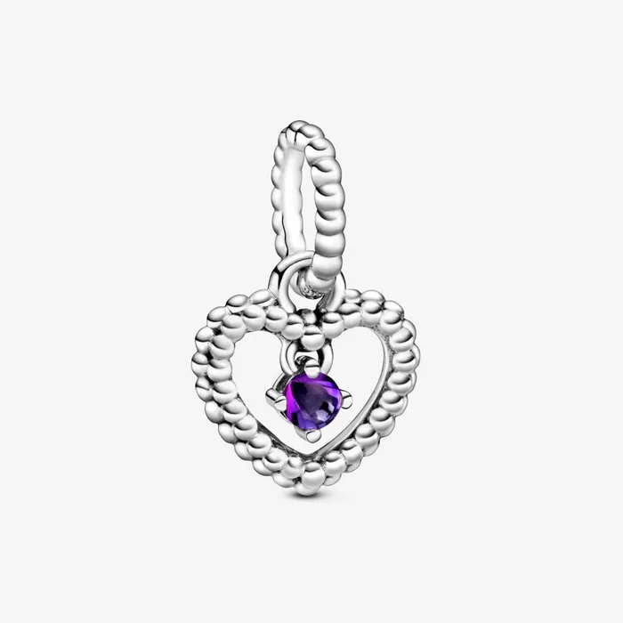 Birthstone Charms Women Pandora February Birthstone Heart Dangle Charm Purple