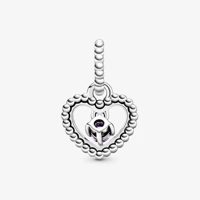 Birthstone Charms Women Pandora February Birthstone Heart Dangle Charm Purple