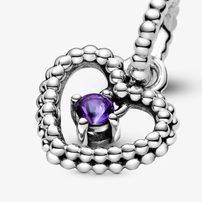 Birthstone Charms Women Pandora February Birthstone Heart Dangle Charm Purple