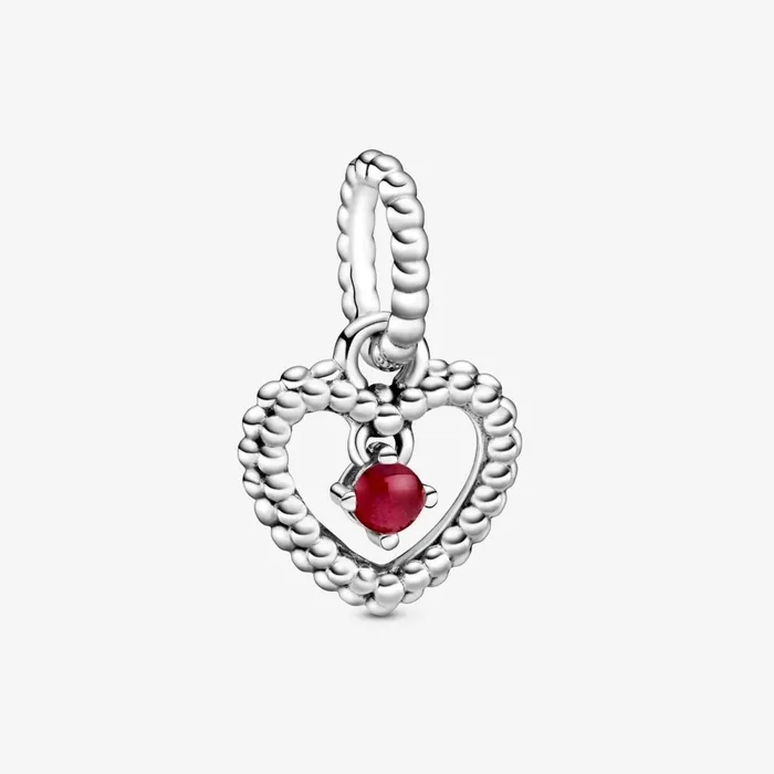 Birthstone Charms Women Pandora January Birthstone Heart Dangle Charm Red
