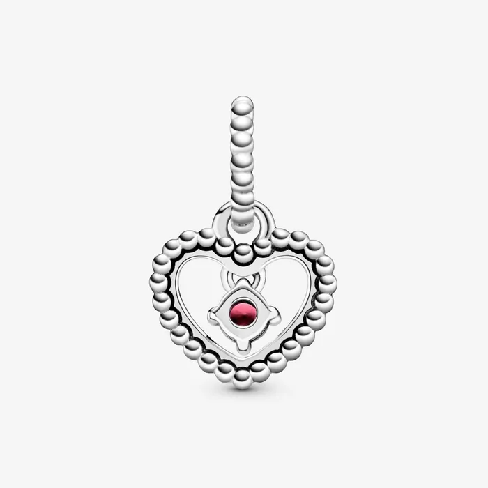 Birthstone Charms Women Pandora January Birthstone Heart Dangle Charm Red