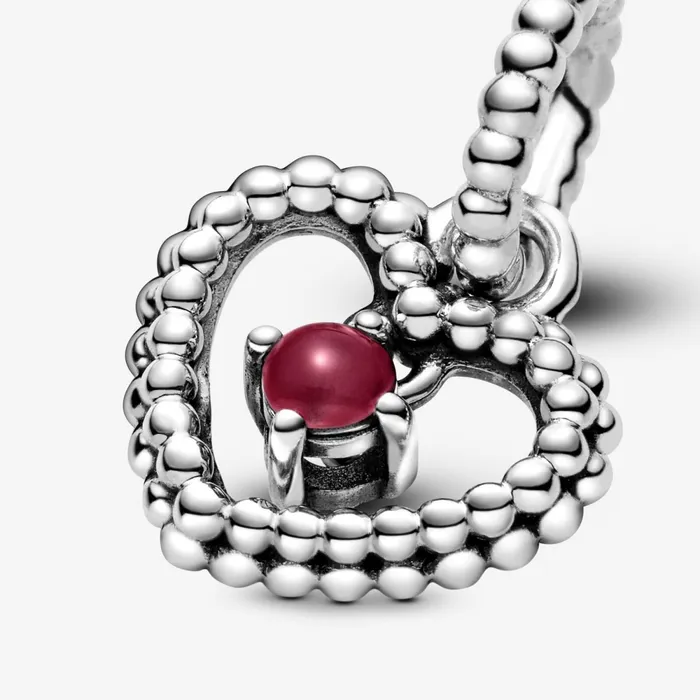 Birthstone Charms Women Pandora January Birthstone Heart Dangle Charm Red