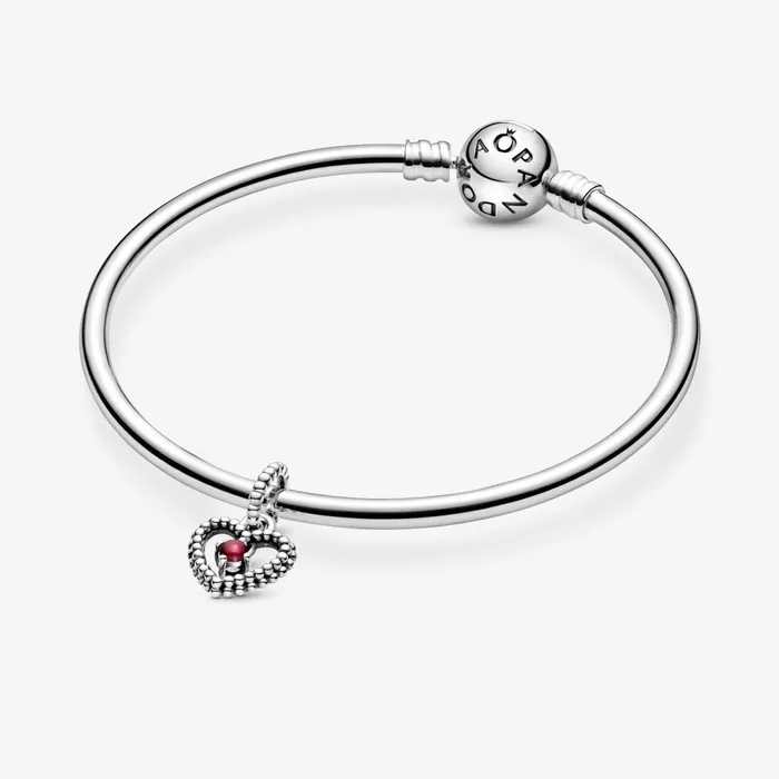 Birthstone Charms Women Pandora January Birthstone Heart Dangle Charm Red
