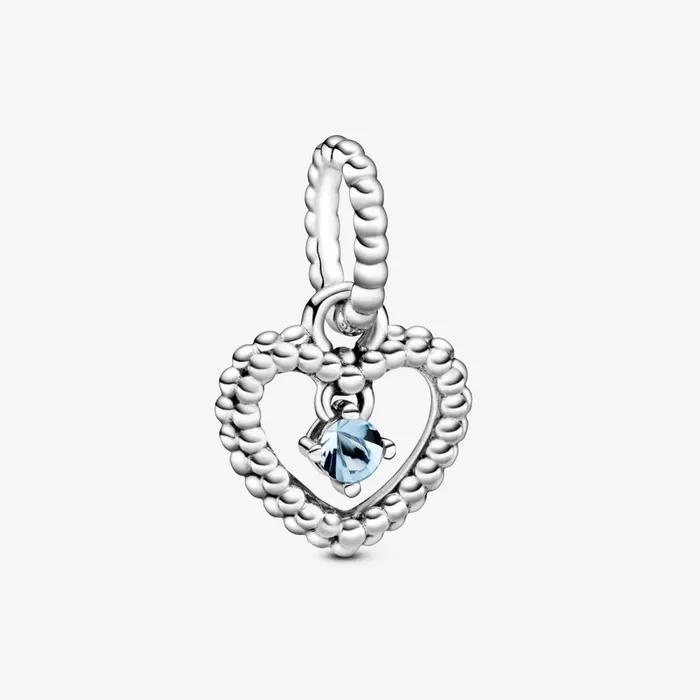 Birthstone Charms Women Pandora March Birthstone Heart Dangle Charm Blue