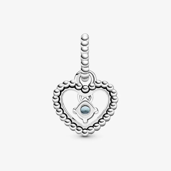 Birthstone Charms Women Pandora March Birthstone Heart Dangle Charm Blue