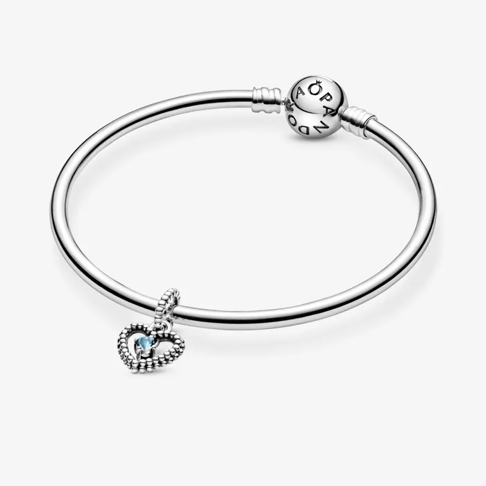 Birthstone Charms Women Pandora March Birthstone Heart Dangle Charm Blue