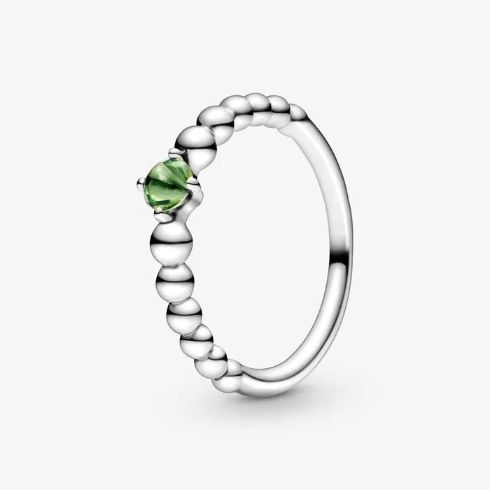 Birthstone Rings Women Pandora August Birthstone Beaded Ring Green