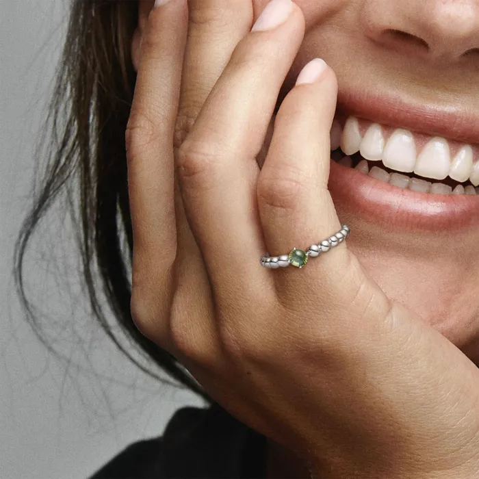 Birthstone Rings Women Pandora August Birthstone Beaded Ring Green