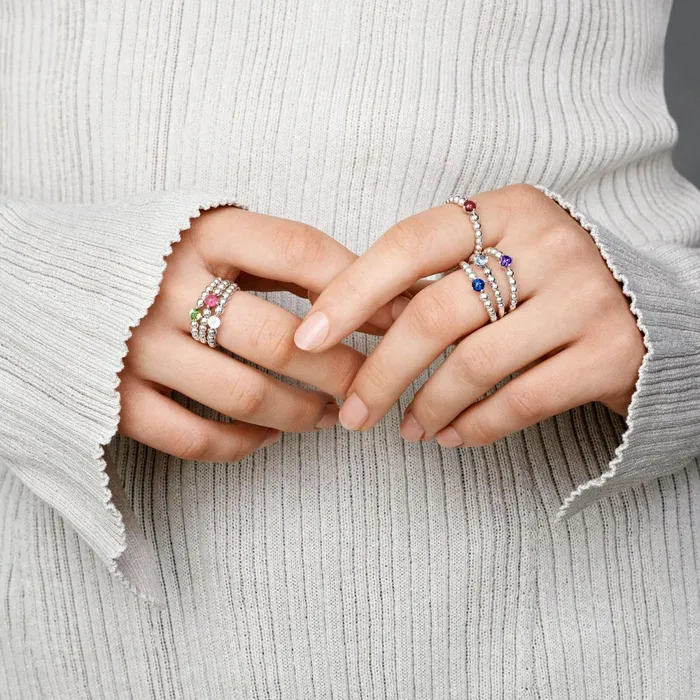 Birthstone Rings Women Pandora August Birthstone Beaded Ring Green