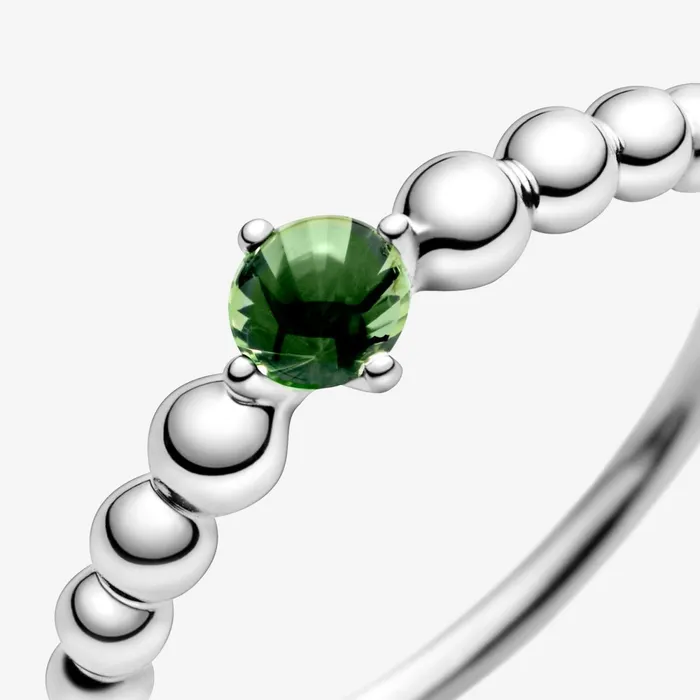 Birthstone Rings Women Pandora August Birthstone Beaded Ring Green