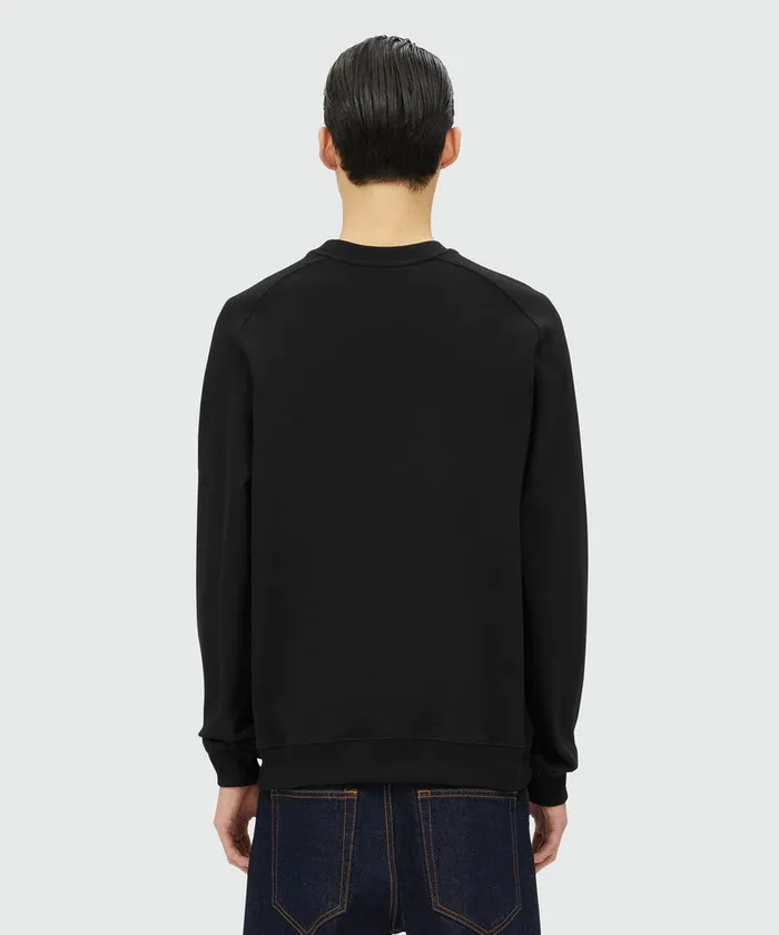 Black Cotton Sweatshirt With White Micro Logo Print Men MSGM Hoodies And Sweatshirts