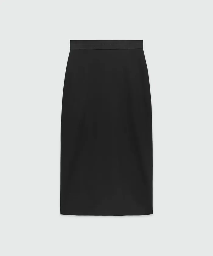 Black Wool Pencil Skirt With Slit Women MSGM Skirts