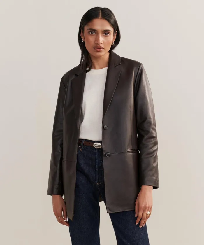 Blazers Women Jenni Kayne Leather Brooke Blazer Chocolate