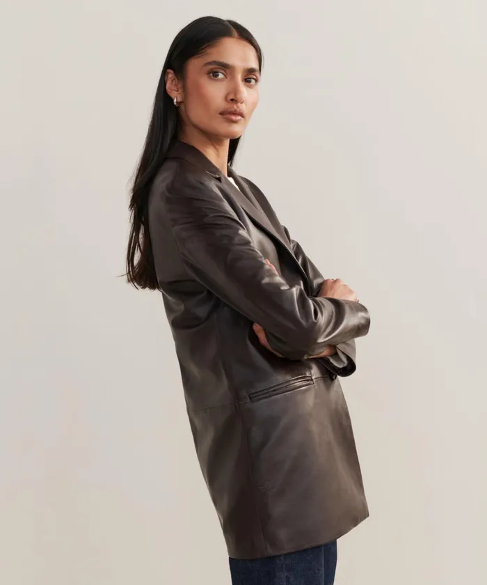 Blazers Women Jenni Kayne Leather Brooke Blazer Chocolate