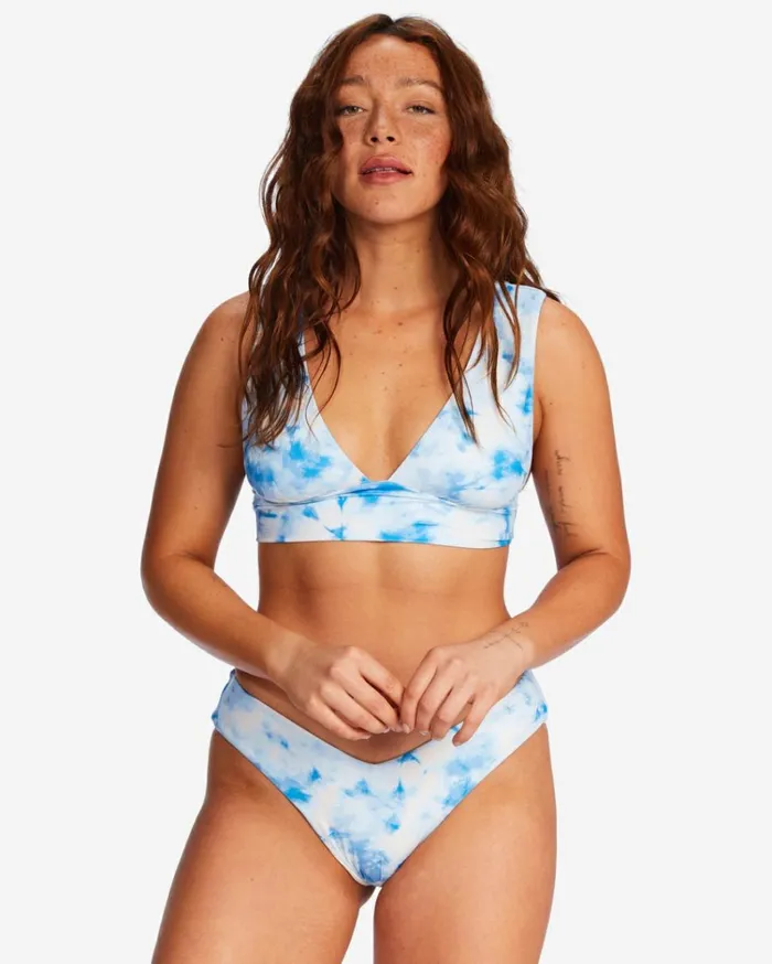 Bleached Blue Plunge Bikini Top Classic Blue Women Billabong Bikini Tops