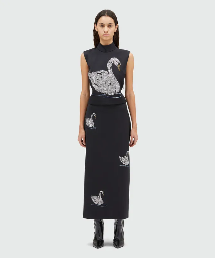 Blended Wool Midi Dress With Applications Women MSGM Skirts