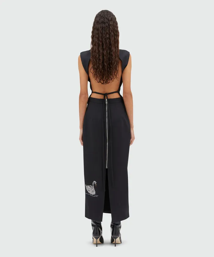 Blended Wool Midi Dress With Applications Women MSGM Skirts