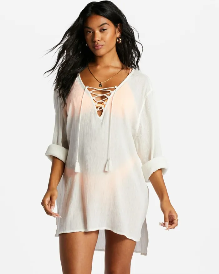 Blue Skies Beach CoverUp Dress Salt Crystal Women Billabong Beach Cover Ups