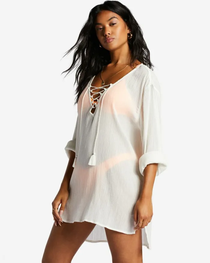 Blue Skies Beach CoverUp Dress Salt Crystal Women Billabong Beach Cover Ups