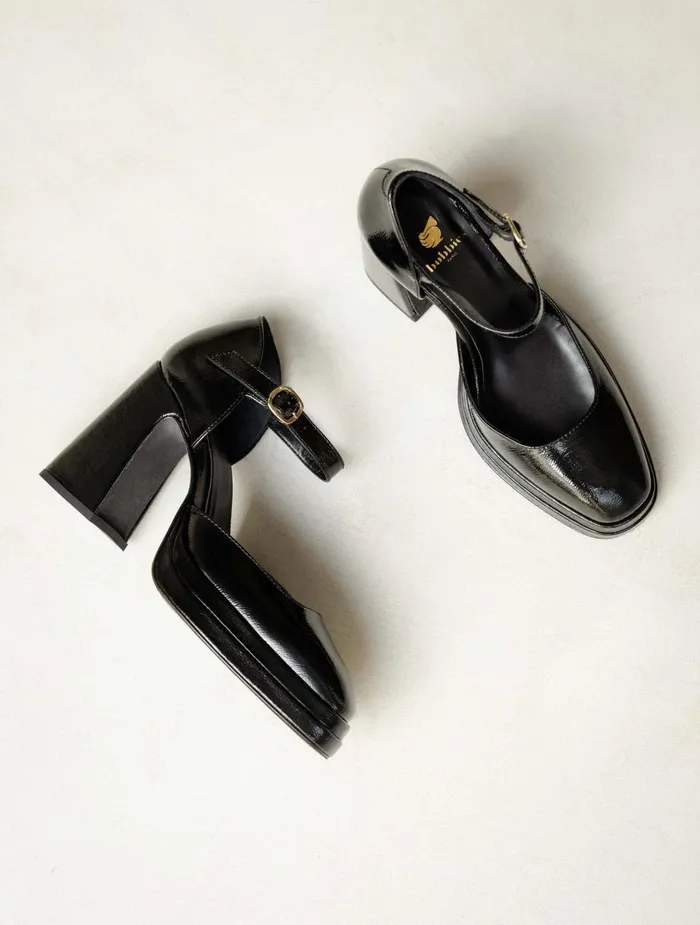 Bobbies Pumps and Mary Janes Michelle Black Vinyl 8211 Women