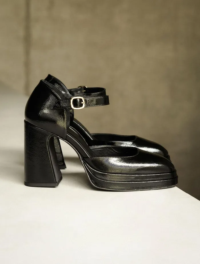 Bobbies Pumps and Mary Janes Michelle Black Vinyl 8211 Women