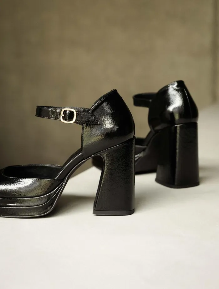 Bobbies Pumps and Mary Janes Michelle Black Vinyl 8211 Women
