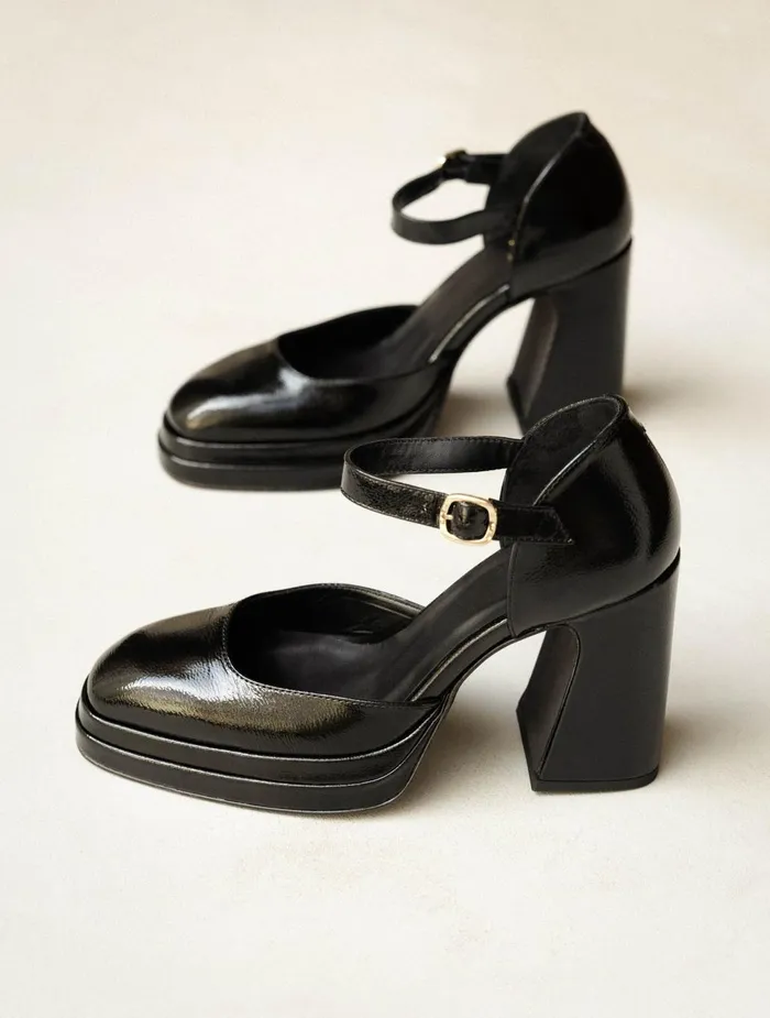 Bobbies Pumps and Mary Janes Michelle Black Vinyl 8211 Women
