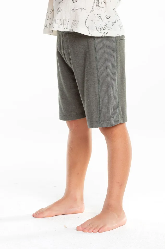 Bottoms Chaser Brand Boys Cozy Knit Rib Panel Shorts