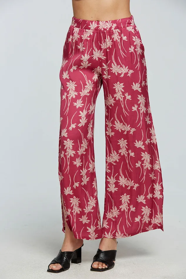 Bottoms Stretch Silky Basics Side Slit Wide Leg Pant Chaser Brand Womens