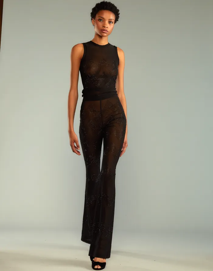 Bottoms Women Cynthia Rowley Amelia Crystal Mesh Pants