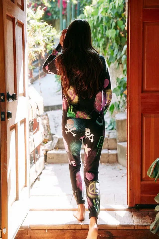 Bottoms Womens Skull Mash Up Pants Chaser Brand