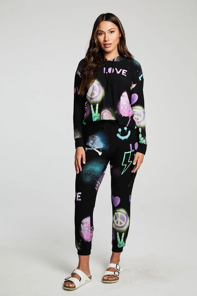 Bottoms Womens Skull Mash Up Pants Chaser Brand