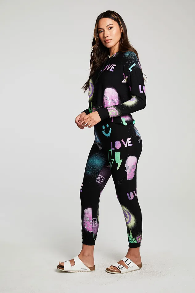 Bottoms Womens Skull Mash Up Pants Chaser Brand